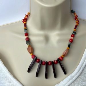 Market & Spruce - Acrylic Bead With Stones | Multi Color Necklace